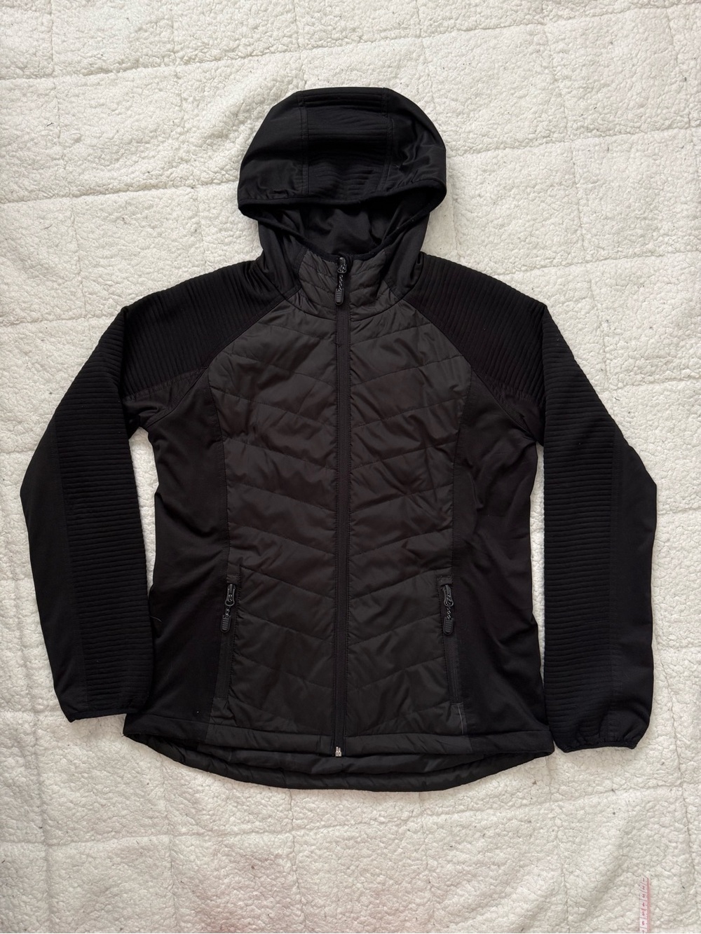 ACX Women’s Black Hooded Quilted Hybrid Puffer Jacket
